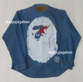 A BATHING APE JAPAN DENIM COLLECTION APE HEAD RELAXED FIT DENIM SHIRTS