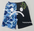 A BATHING APE BAPE KIDS ABC CAMO MILO FACE SWEAT SHORTS
