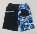 A BATHING APE BAPE KIDS ABC CAMO MILO FACE SWEAT SHORTS