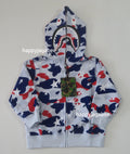 A BATHING APE BAPE KIDS STA STRIKE CAMO SHARK ZIP HOODIE