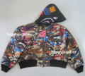 A BATHING APE Ladies' HYBRID CAMO HOODED CROPPED SHARK MA-1 JACKET