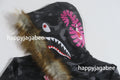 A BATHING APE Ladies' COLOR CAMO FUR SHARK CROPPED ZIP HOODIE