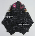 A BATHING APE Ladies' COLOR CAMO FUR SHARK CROPPED ZIP HOODIE