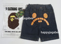 A BATHING APE BAPE KIDS MILO FACE 10 OZ STRETCH DENIM SHORTS
