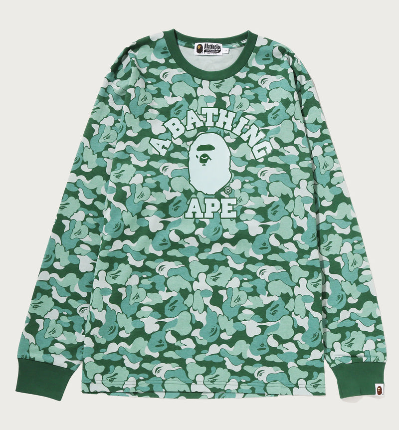 A BATHING APE BAPE CARD CAMO COLLEGE L/S TEE ( ONLINE EXCLUSIVE )
