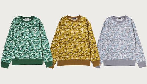 A BATHING APE BAPE CARD CAMO COLLEGE ONE POINT SWEAT SHIRT ( ONLINE EXCLUSIVE )
