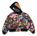 A BATHING APE Ladies' HYBRID CAMO HOODED CROPPED SHARK MA-1 JACKET