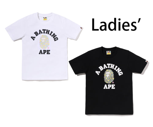 A BATHING APE Ladies' BLING STAR GLITTER COLLEGE TEE