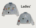 A BATHING APE Ladies' MULTI LOGO DENIM BOXY CROPPEDJACKET