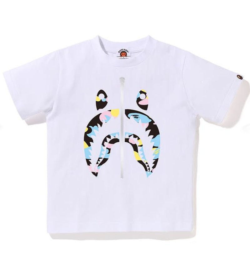 A BATHING APE BAPE KIDS NEW MULTI CAMO SHARK TEE