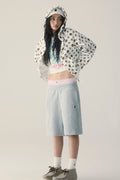 A BATHING APE Ladies' ONE POINT CHECK BOXER LAYERED SWEAT JORTS