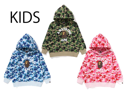 A BATHING APE BAPE KIDS ABC CAMO COLLEGE PULLOVER HOODIE
