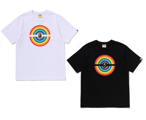 A BATHING APE RAINBOW LOGO BUSY WORKS TEE