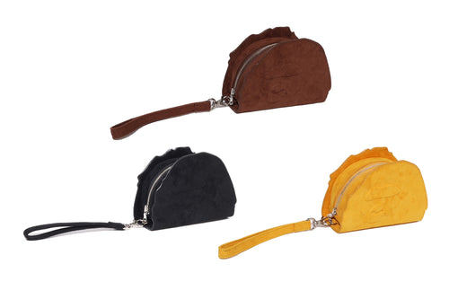 A BATHING APE APE HEAD SUEDE EMBOSSED POUCH