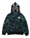 A BATHING APE BAPE x 88RISING GLOW IN THE DARK CAMO SHARK FULL ZIP HOODIE