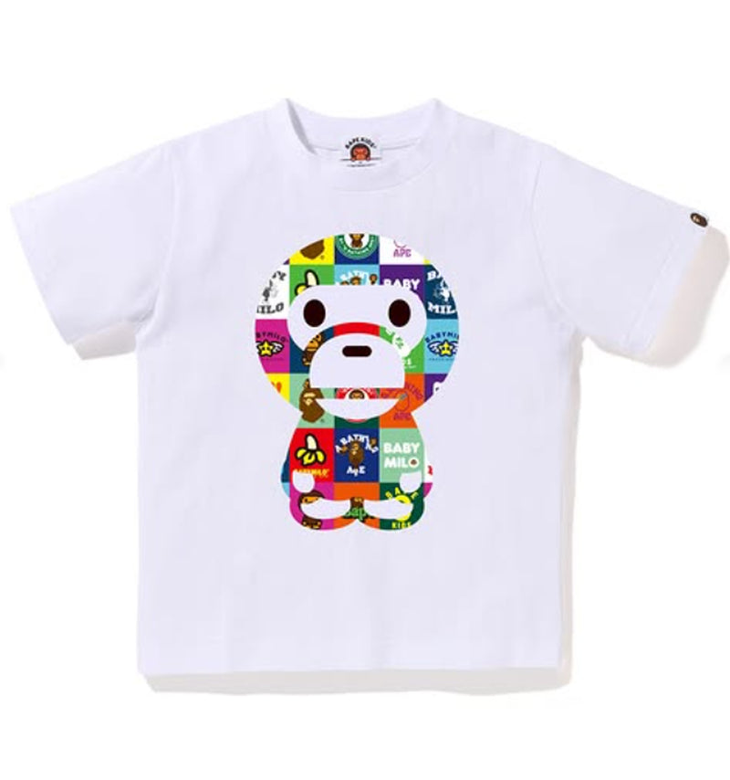 A BATHING APE BAPE KIDS BABY MILO PATCHWORK BIG BABY MILO TEE