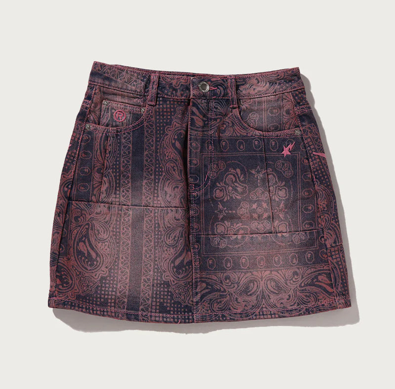 A BATHING APE Ladies' PAISLEY PATTERN DENIM SKIRT