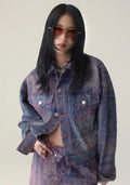 A BATHING APE Ladies' PAISLEY PATTERN DENIM BOXY CROPPED JACKET