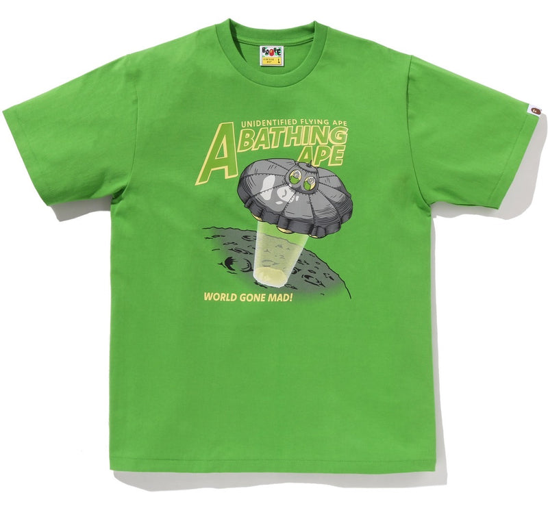 A BATHING APE APE HEAD UFO ON MOON TEE