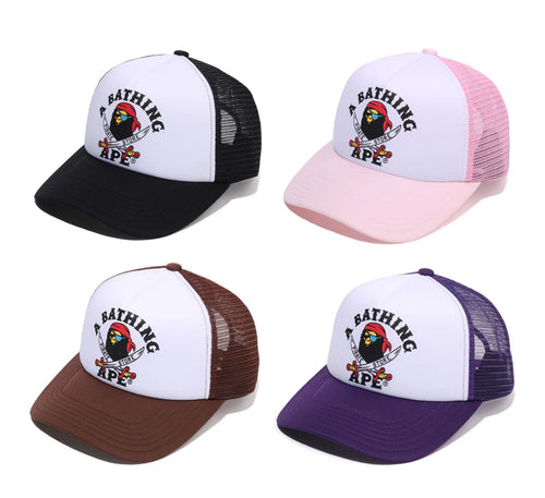 A BATHING APE APE CROSSBONE COLLEGE MESH CAP