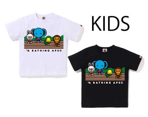 A BATHING APE BAPE KIDS BABY MILO FRIENDS FOOT RACE TEE