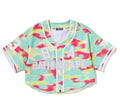 A BATHING APE Ladies' SCREEN CAMO MULTI LOGO BASEBALL SHIRT