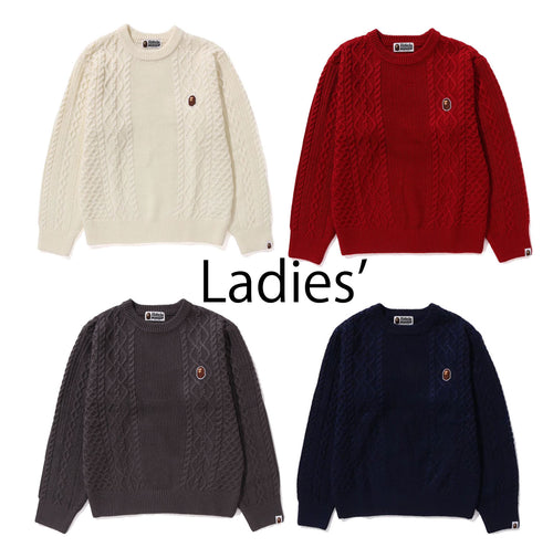 A BATHING APE Ladies' APE HEAD ONE POINT KNIT SWEATER