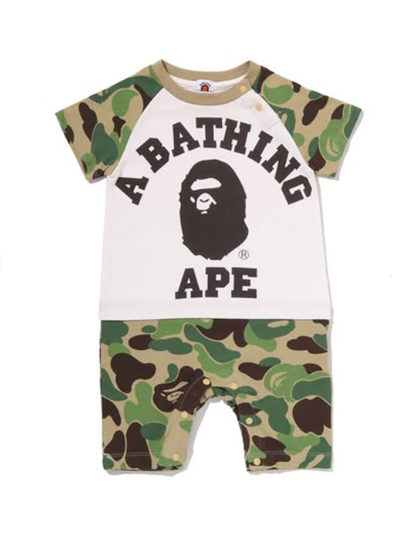 A BATHING APE BAPE KIDS ABC CAMO BIG COLLEGE ROMPERS