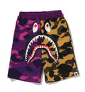 A BATHING APE BAPE KIDS SPLIT CAMO SHARK SWEAT SHORTS