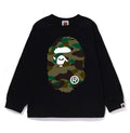 A BATHING APE BAPE KIDS 1ST CAMO BIG APE HEAD L/S TEE - happyjagabee store