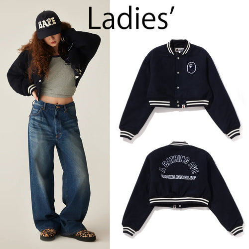 A BATHING APE Ladies' A BATHING APE CROPPED VARSITY JACKET