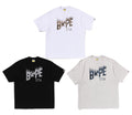 A BATHING APE WILD LEOPARD PATTERN BAPE STA LOGO RELAXED FIT TEE