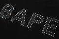 A BATHING APE BAPE PHINESTONE LOGO RELAXED FIT TEE