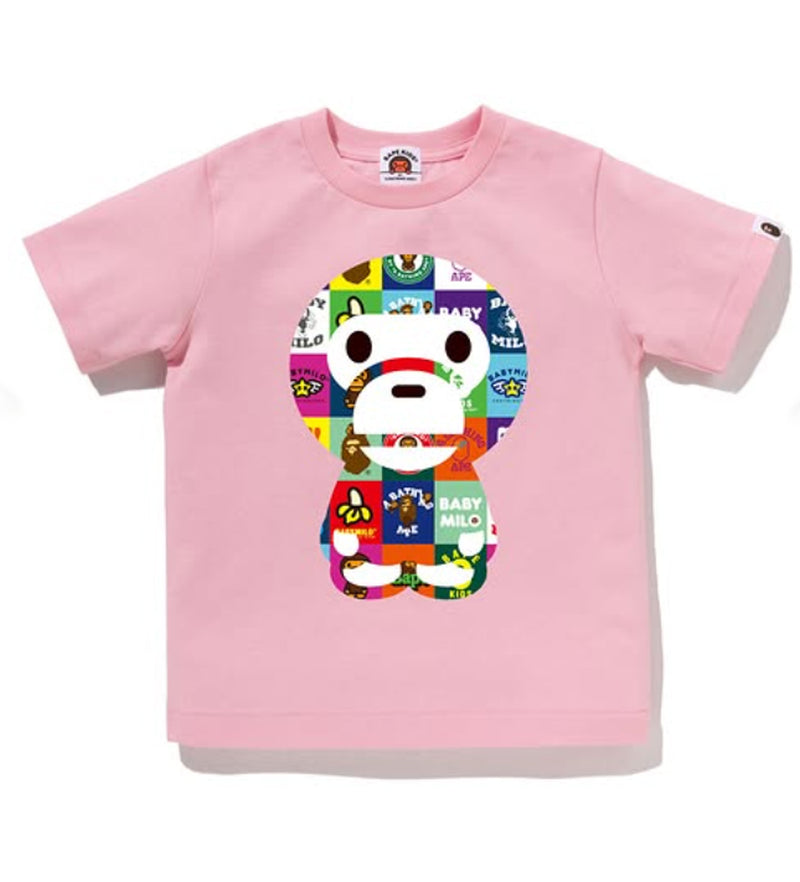 A BATHING APE BAPE KIDS BABY MILO PATCHWORK BIG BABY MILO TEE