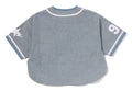 A BATHING APE Ladies' MULTI LOGO DENIM CROPPED BASEBALL SHIRT