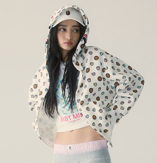 A BATHING APE Ladies' MILOGRAM SWEETS PATTERN SHARK FULL ZIP HOODIE