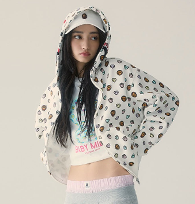 A BATHING APE Ladies' MILOGRAM SWEETS PATTERN SHARK FULL ZIP HOODIE