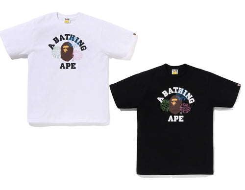 A BATHING APE APE HEAD FIREWORK COLLEGE TEE (Japan Exclusive)