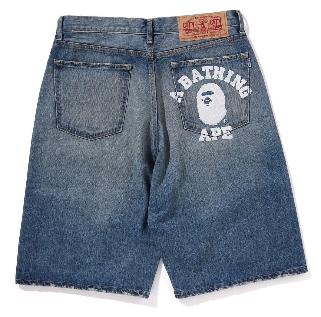 BAPE NYC Logo Denim Shorts Light Indigo Men's - SS23 - US
