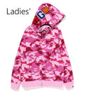 A BATHING APE Ladies' WOODLAND CAMO SHARK FULL ZIP HOODIE