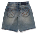 A BATHING APE TWIN STA 13oz DENIM LOOSE FIT SHORTS