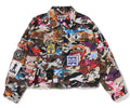 A BATHING APE Ladies' HYBRID CAMO MULTI LOGO BOXY CROPPED JACKET