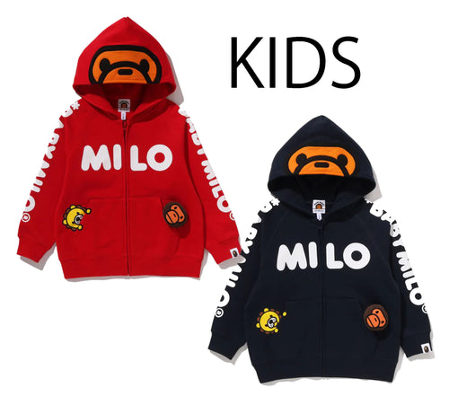 A BATHING APE BAPE KIDS BAPE MILO PLUSH DOLL ZIP HOODIE