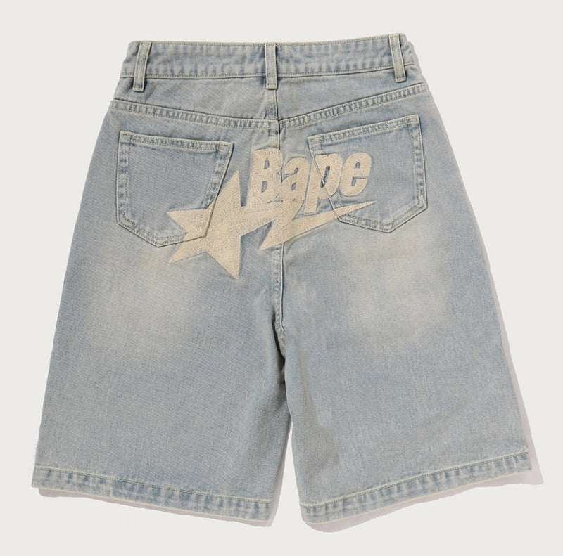 A BATHING APE Ladies' BAPE STA LOGO DENIM SHORTS