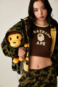 A BATHING APE Ladies' COLLEGE CROPPED TRIM TEE