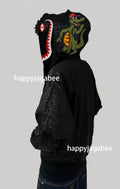 A BATHING APE CROC PATTERN CROCODILE RELAXED FIT FULL ZIP HOODIE