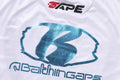 A BATHING APE FLAME PATTERN MULTI LOGO RELAXED FIT FOOTBALL JERSEY