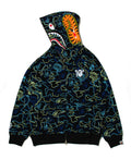 A BATHING APE BAPE x 88RISING GLOW IN THE DARK CAMO SHARK FULL ZIP HOODIE