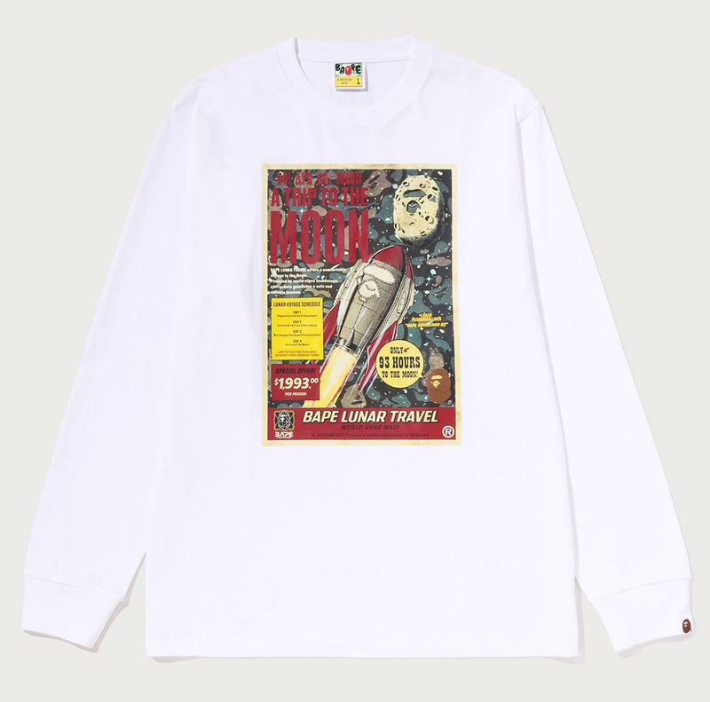 A BATHING APE BAPE LUNA TRAVEL POSTER L/S TEE
