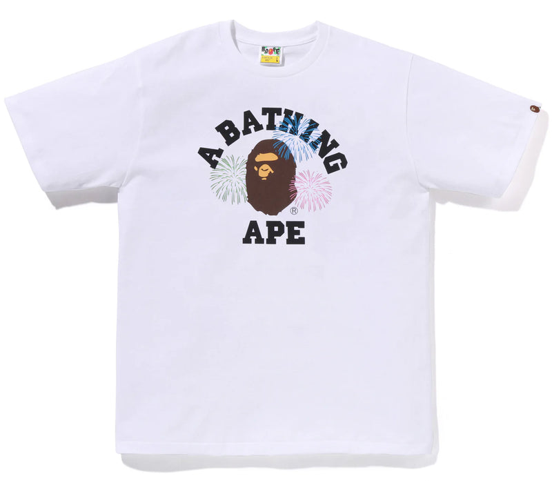 A BATHING APE APE HEAD FIREWORK COLLEGE TEE (Japan Exclusive)